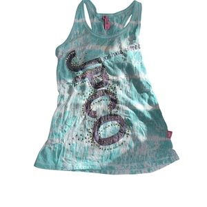 Trendy Teal Graphic Tank Top
